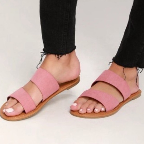 Qupid Pink Vegan Suede Sandal - Picture 2 of 9